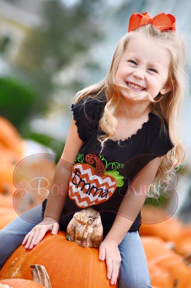 EMBROIDERED pumpkin shirt KIDS - WHOLESALE