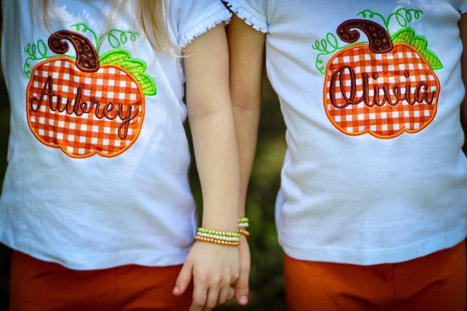 EMBROIDERED pumpkin shirt KIDS - WHOLESALE