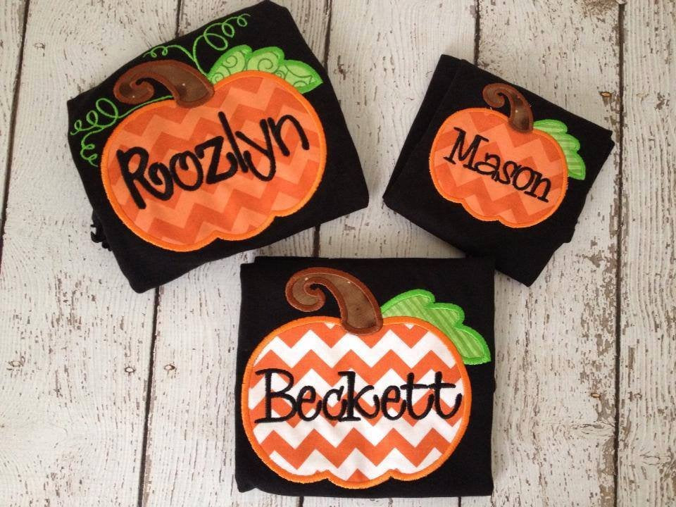 ADULT SIZED EMBROIDERED pumpkin shirt - WHOLESALE