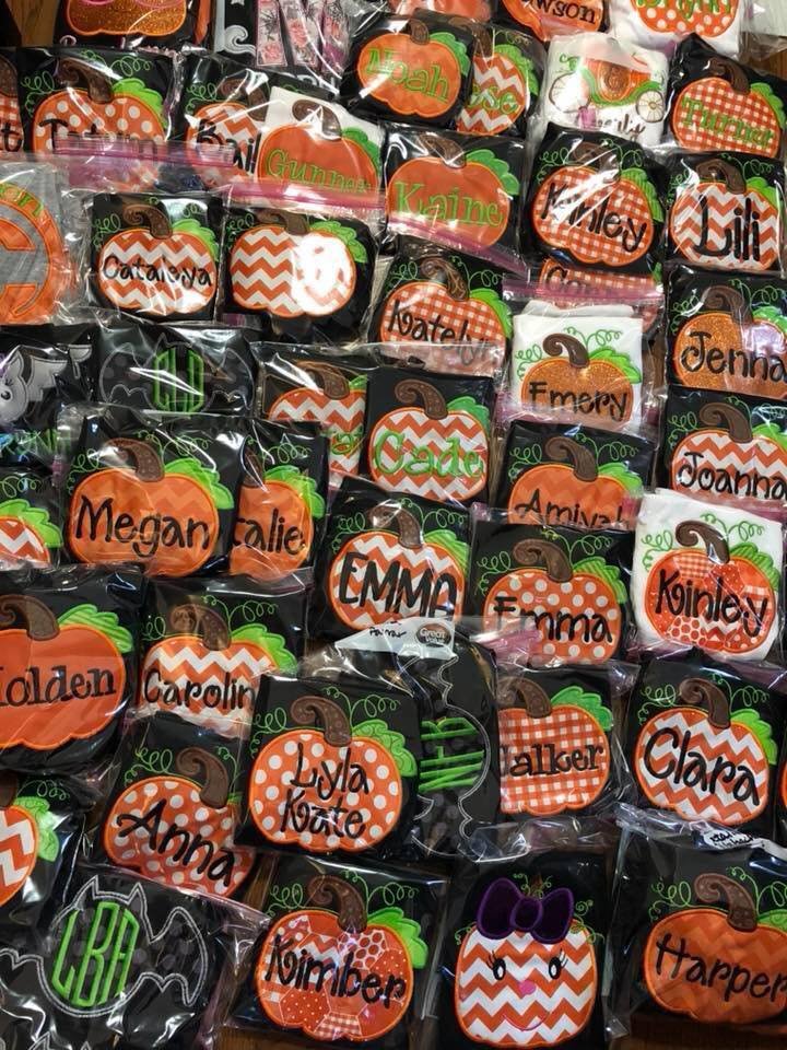 ADULT SIZED EMBROIDERED pumpkin shirt - WHOLESALE