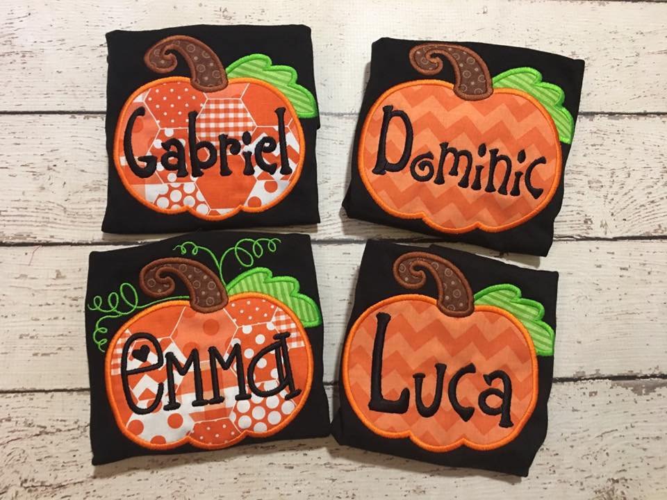 ADULT SIZED EMBROIDERED pumpkin shirt - WHOLESALE