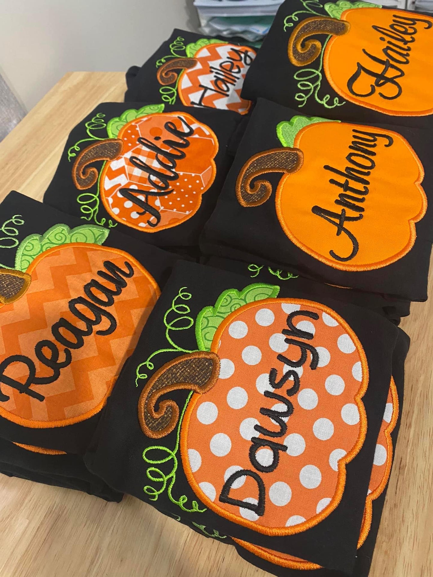 ADULT SIZED EMBROIDERED pumpkin shirt - WHOLESALE