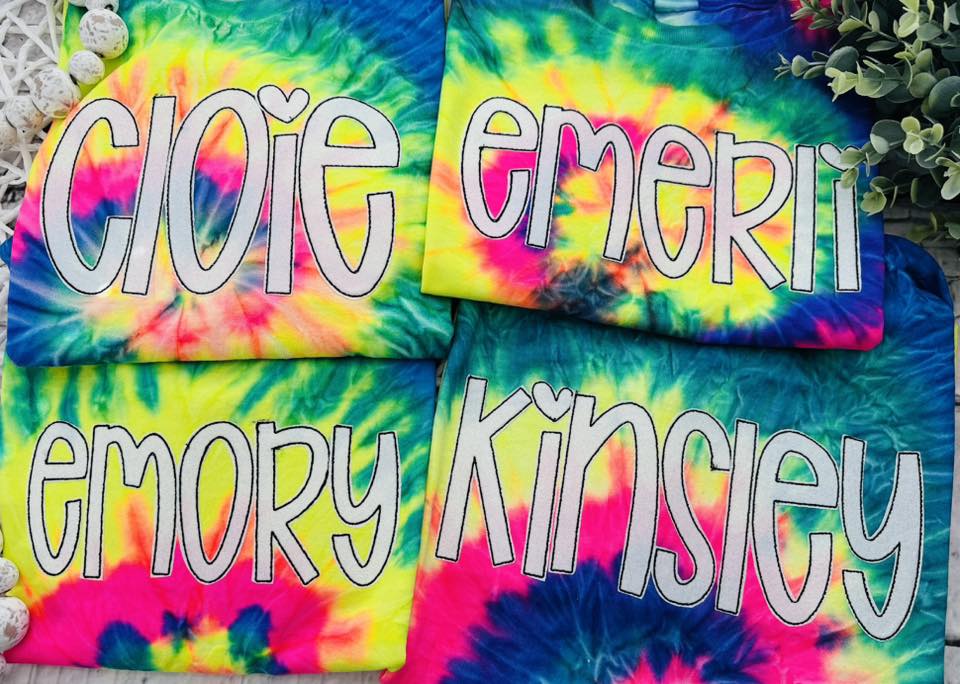 Tie Dye with glitter applique - WHOLESALE