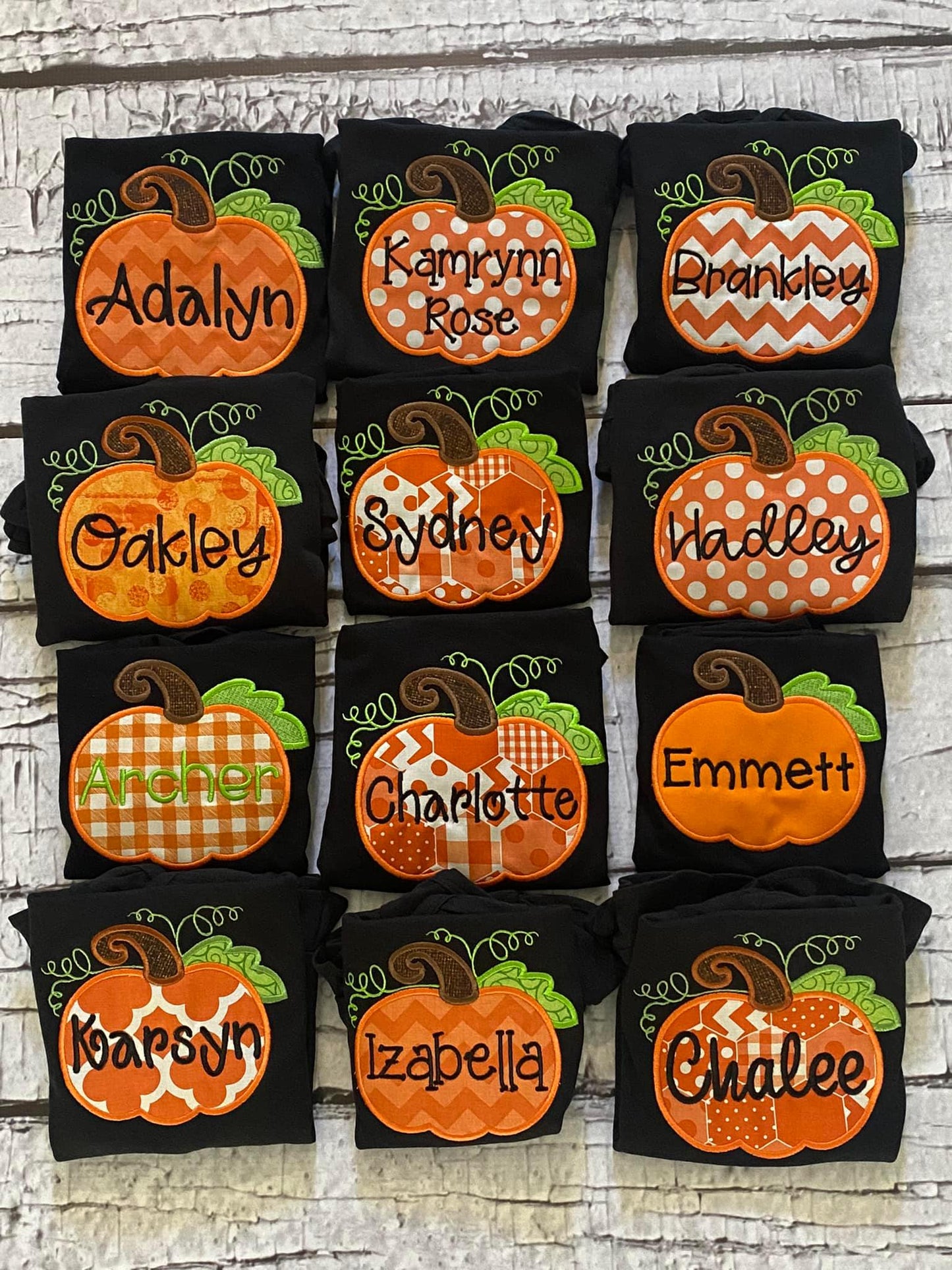 ADULT SIZED EMBROIDERED pumpkin shirt - WHOLESALE