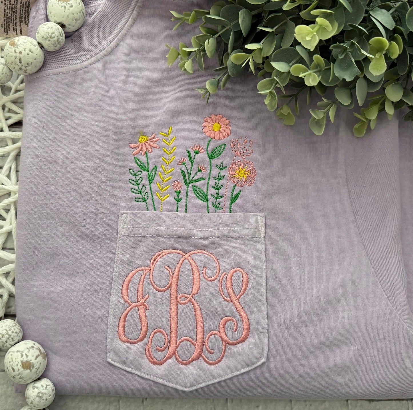 FLORAL INITIAL POCKET - WHOLESALE