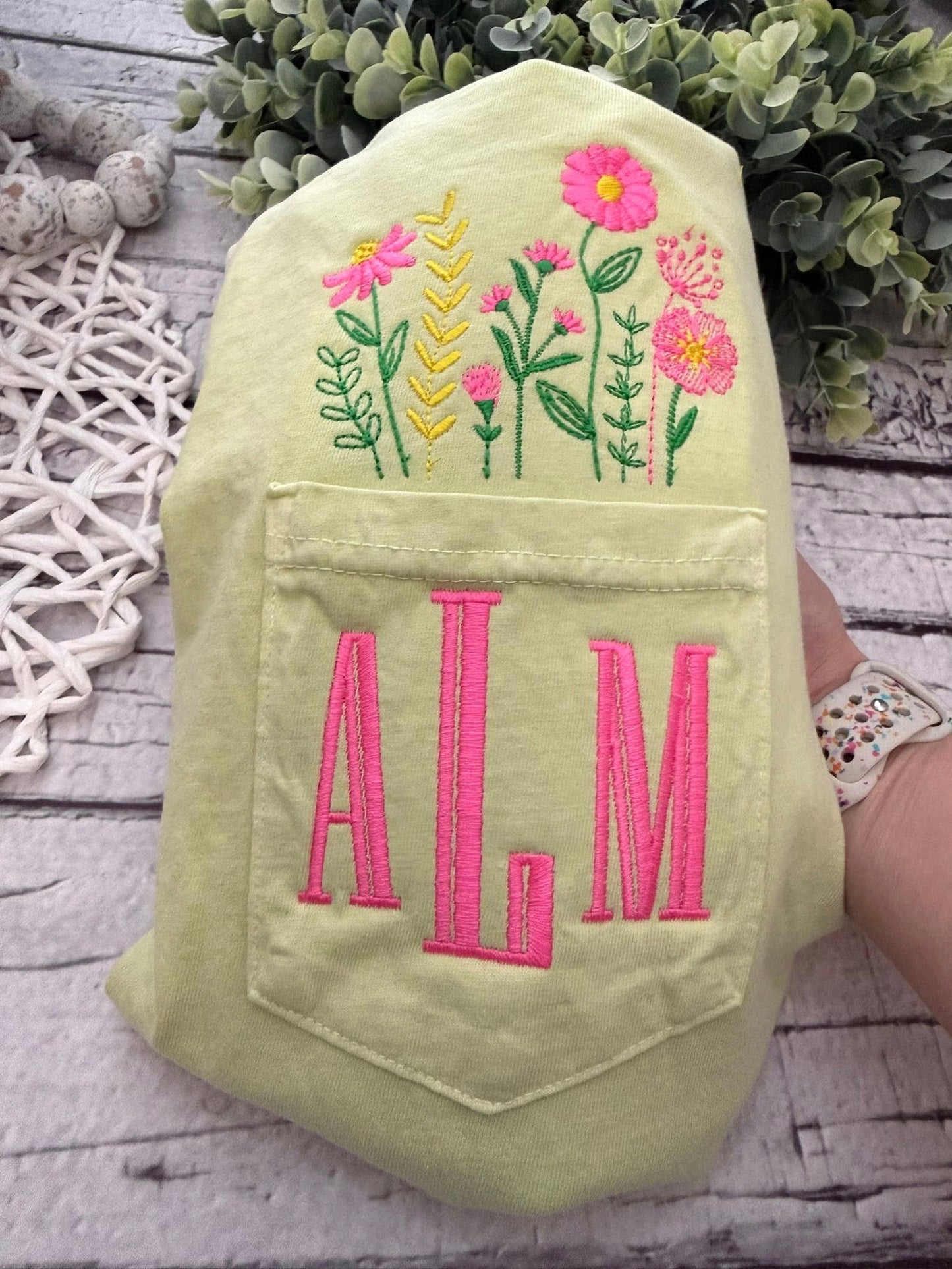 FLORAL INITIAL POCKET - WHOLESALE