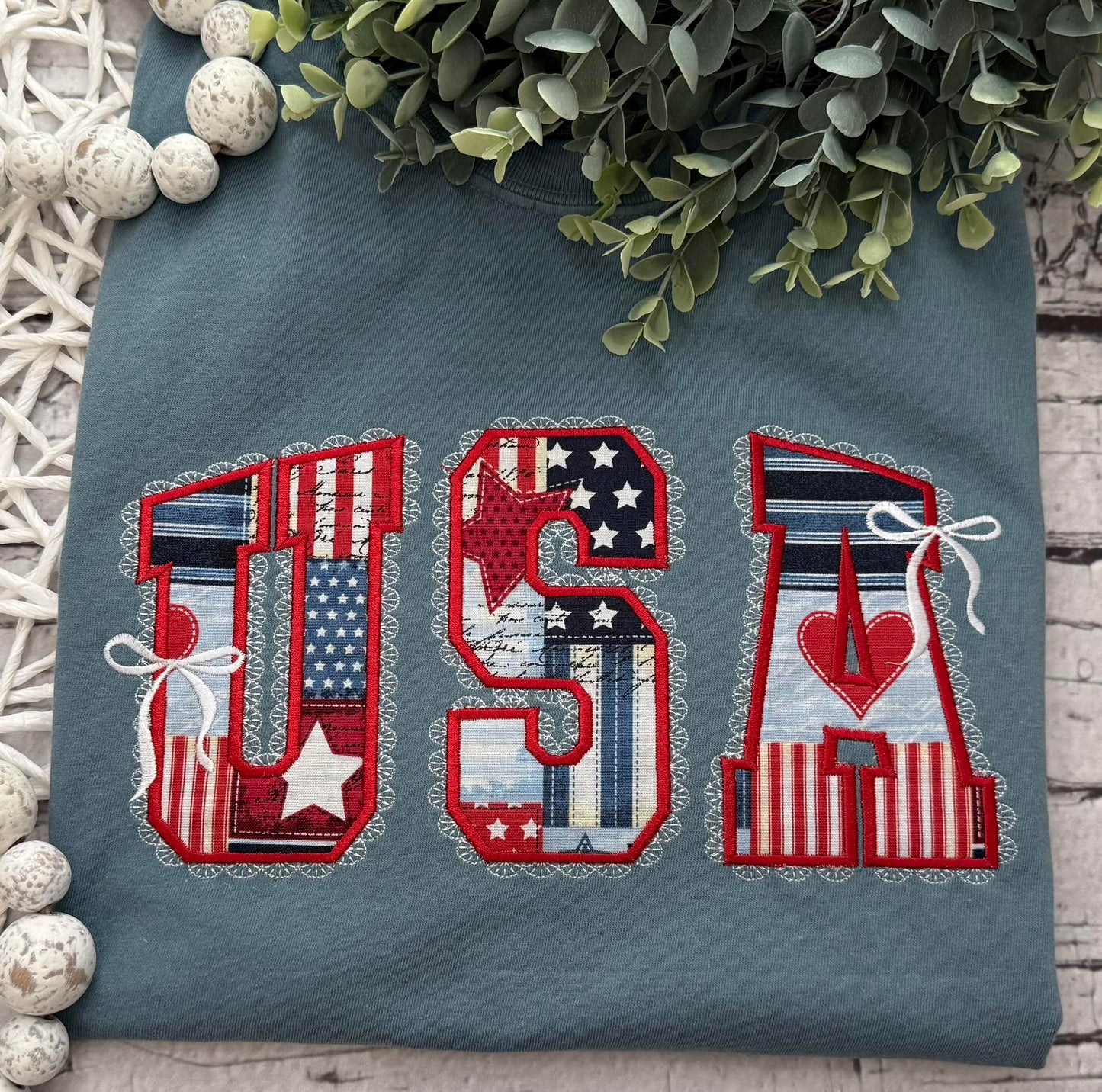 USA with bows applique - WHOLESALE