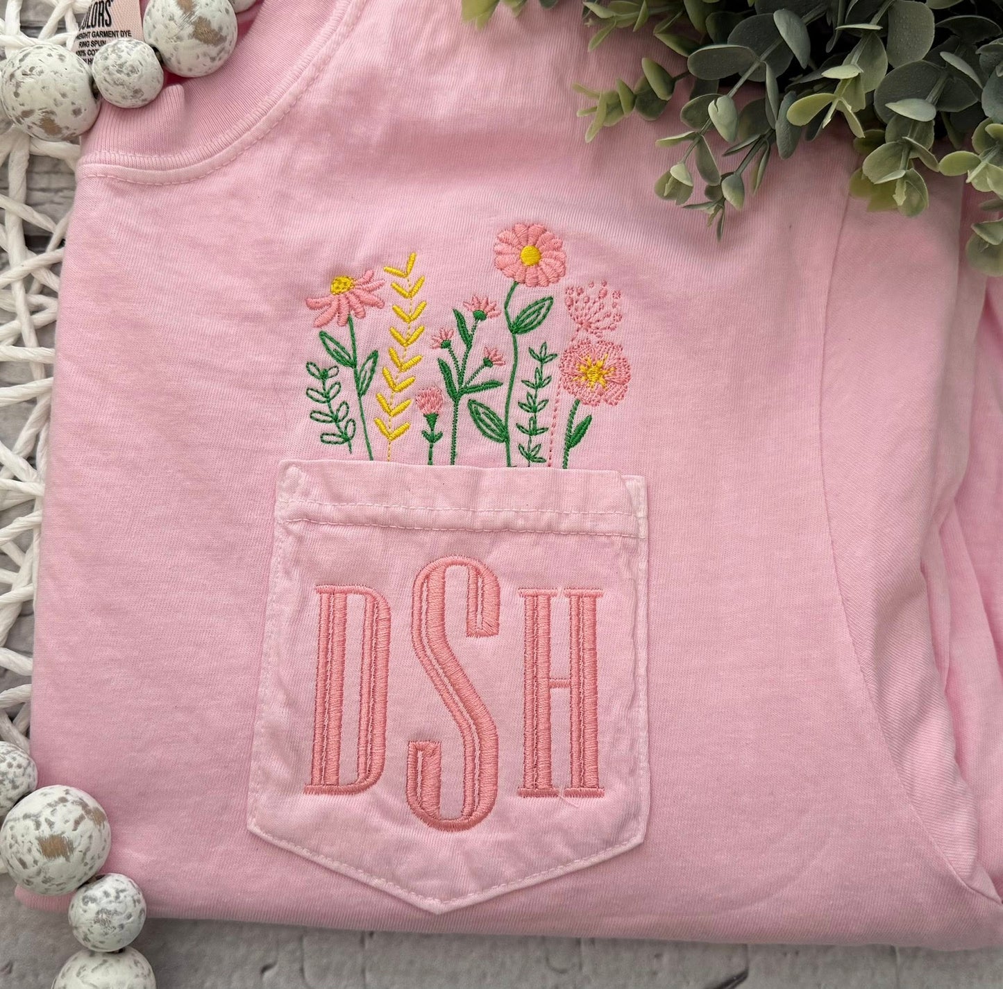 FLORAL INITIAL POCKET - WHOLESALE
